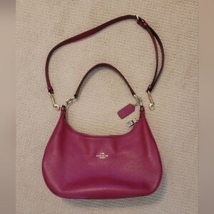 Coach Pebbled Leather Harley Hobo Shoulder Bag in Berry Plum